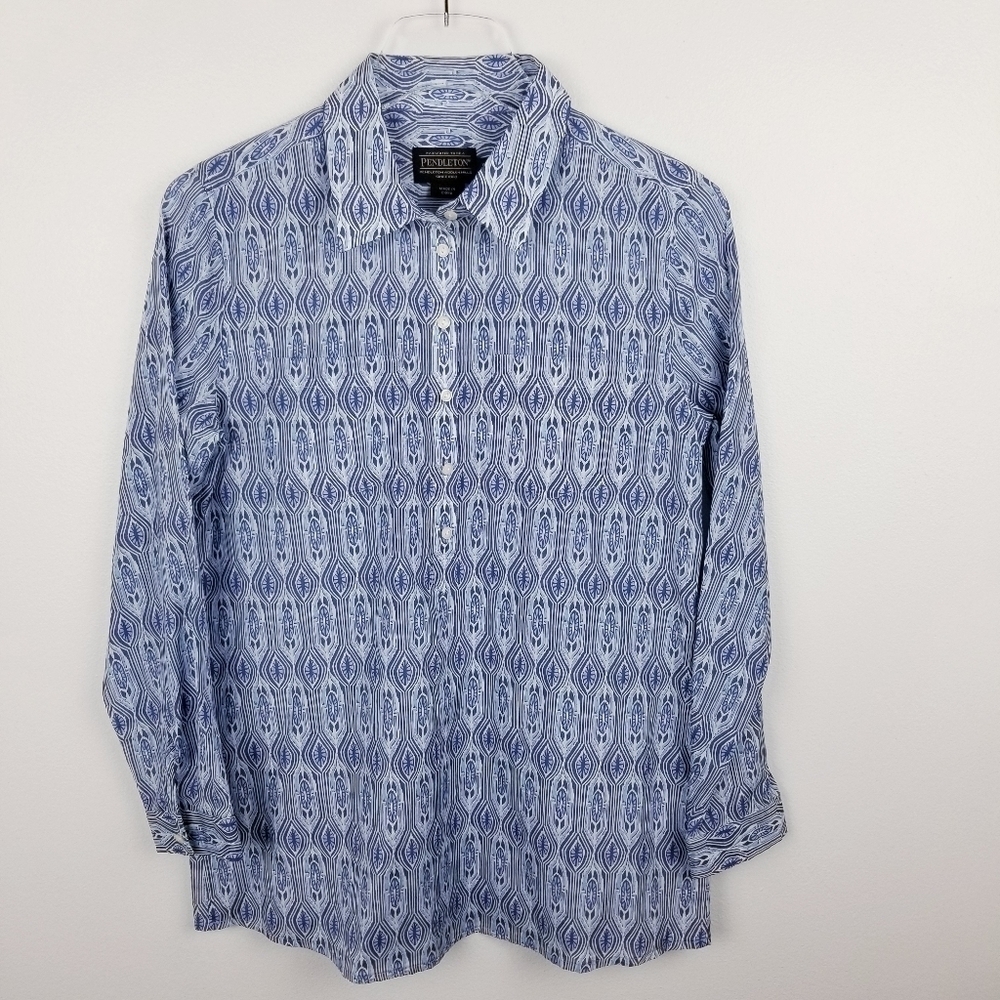 Pendleton Blue Silk Blend Top